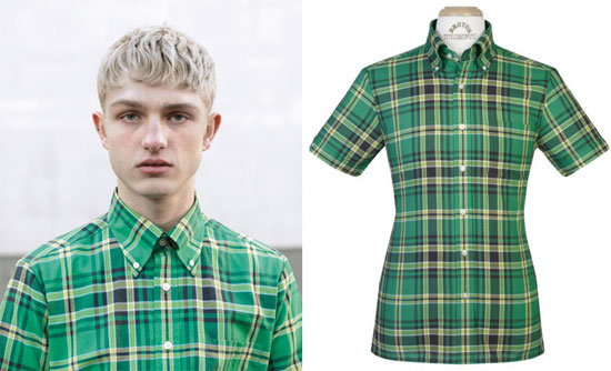 Brutus green tartan Trimfit shirt