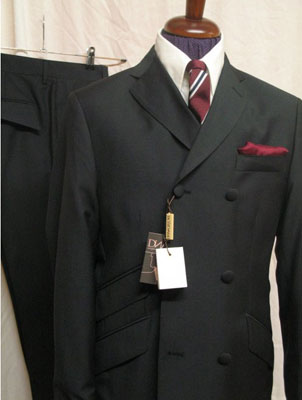 Vintage 1960s Mod Mens Dandy Suit 1969 Double Breasted Black Velvet Size M  L 42