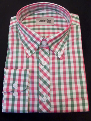 1960s-style gingham button-down shirts at Jump The Gun