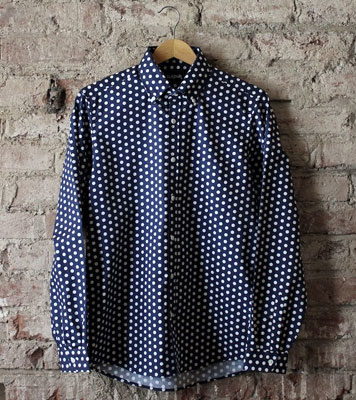 TukTuk navy polka dot button-down shirt