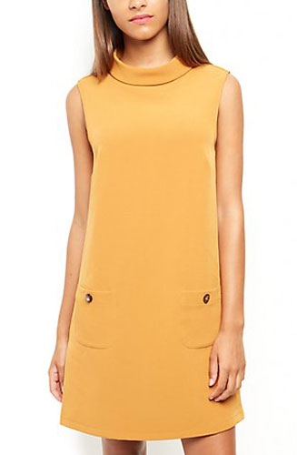 8. Mustard Roll Neck Sleeveless Shift Dress at New Look