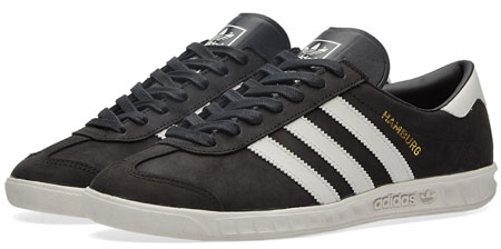 Adidas Hamburg trainers reissued in black and redwood leather finishes