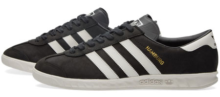 Adidas Hamburg trainers reissued in black and redwood leather finishes