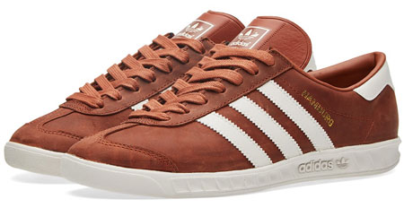 Adidas Hamburg trainers reissued in black and redwood leather finishes