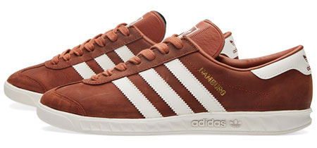 Adidas Hamburg trainers reissued in black and redwood leather finishes