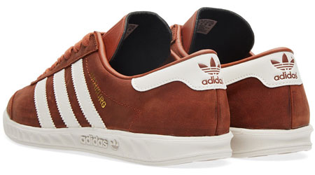 Adidas Hamburg trainers reissued in black and redwood leather finishes