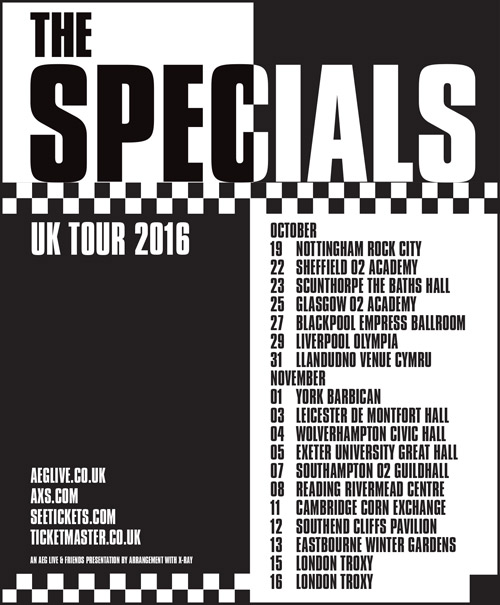 The Specials announce a 2016 UK tour - tickets on sale today