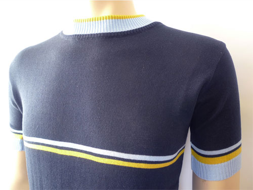 Vintage-style striped crew neck knit at Jump The Gun