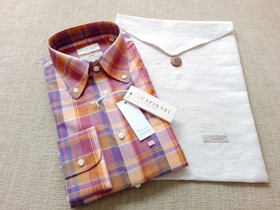 Vintage-style Flamingo button down madras shirts by Capirari