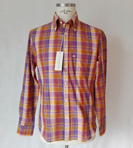 Vintage-style Flamingo button down madras shirts by Capirari