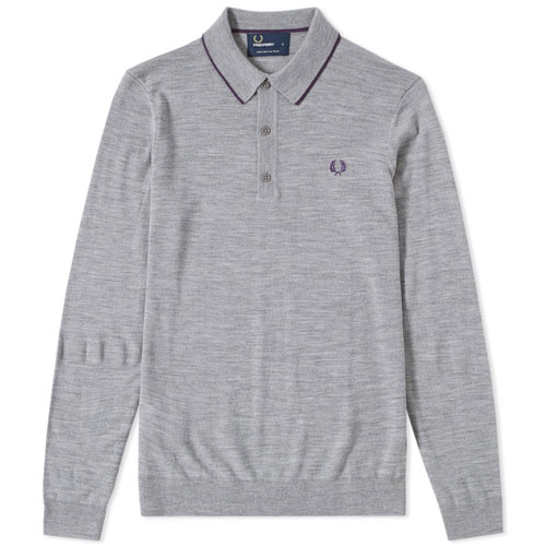 Fred Perry long sleeve fine merino knitted polo shirt