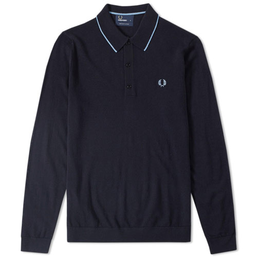 Fred Perry long sleeve fine merino knitted polo shirt