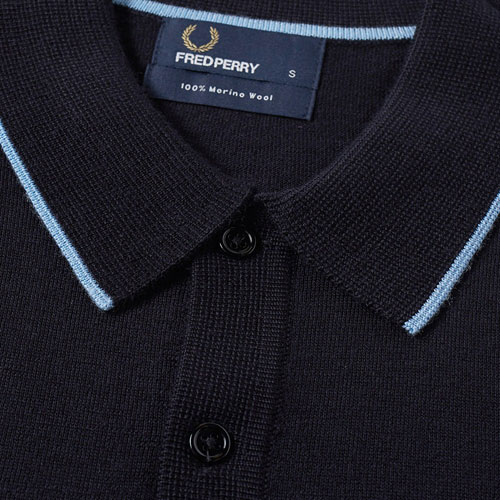 Fred Perry long sleeve fine merino knitted polo shirt