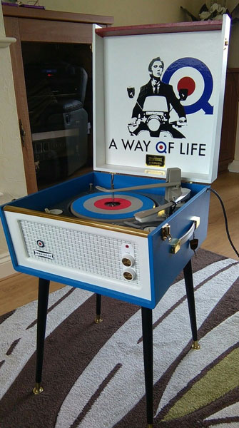 Mod-themed Dansette Bermuda record player on eBay