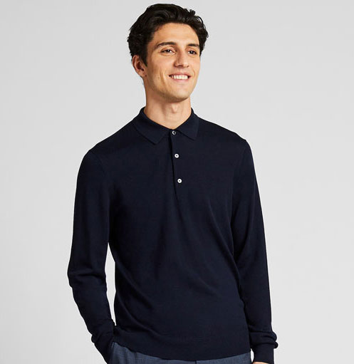 Uniqlo long sleeve polo shirt hotsell