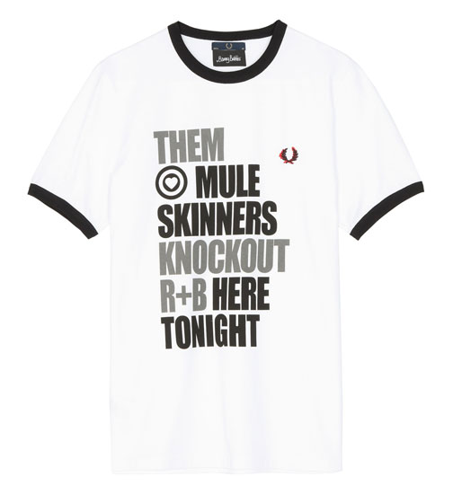 Fred Perry revisits the 1964 Mule Skinners t-shirt by Barney Bubbles