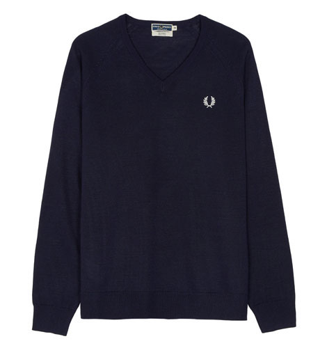 Fred Perry v-neck sweater returns in 1970s school colours - Modculture