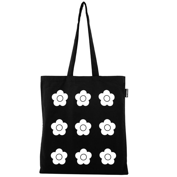 Mary Quant black tote bag at the V&A