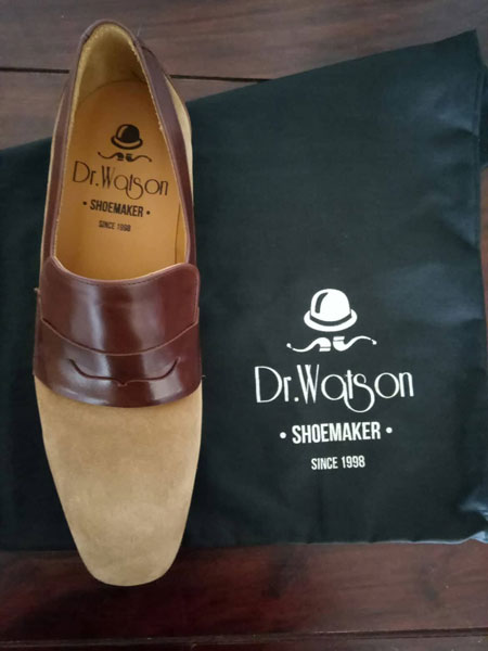 1960s-style penny loafers by Dr Watson Shoemaker