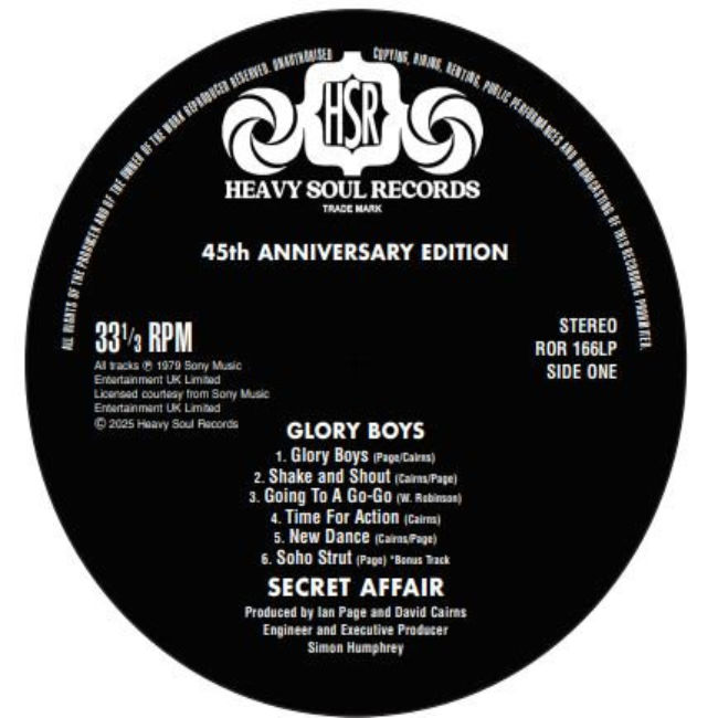 Secret Affair - Glory Boys 45th Anniversary Edition vinyl