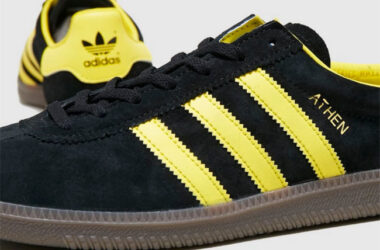 Adidas Athen trainers in black suede available now