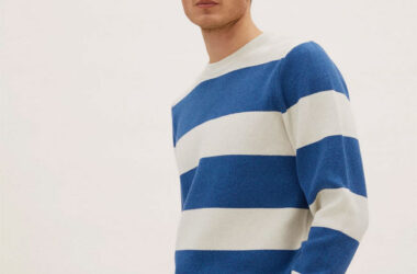 Striped crew neck sweater at Marks & Spencer