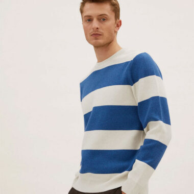 Striped crew neck sweater at Marks & Spencer