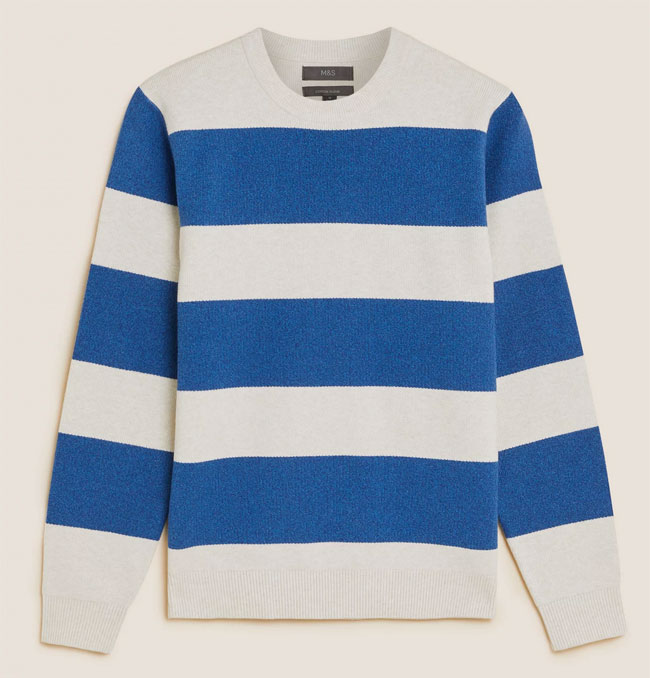 Striped crew neck sweater at Marks & Spencer