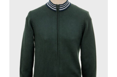Roe 1960s funnel neck zip cardigan by Art Gallery Clothing