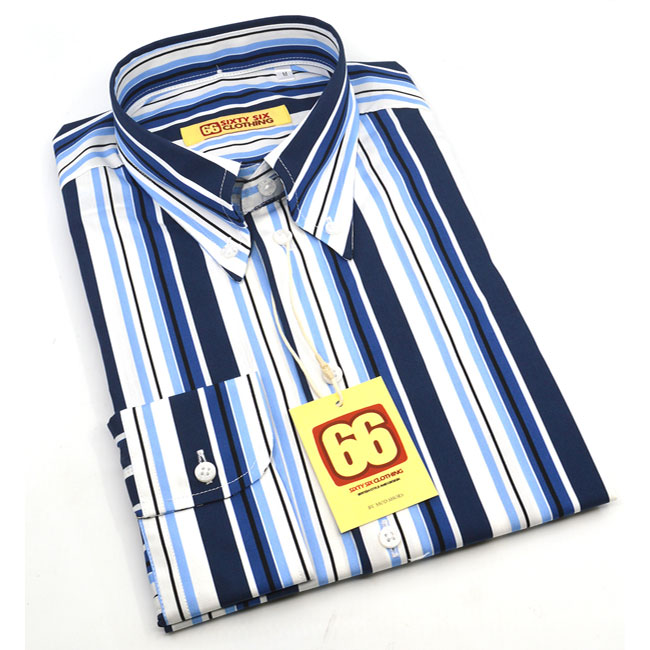 The Action-inspired Jackpot blue stripe button-down shirt