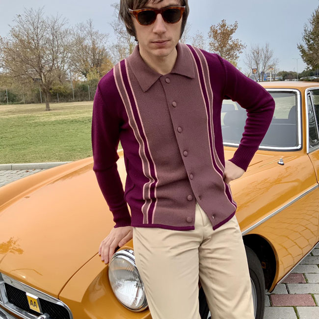 Drake 1960s-style polo cardigan by Capirari