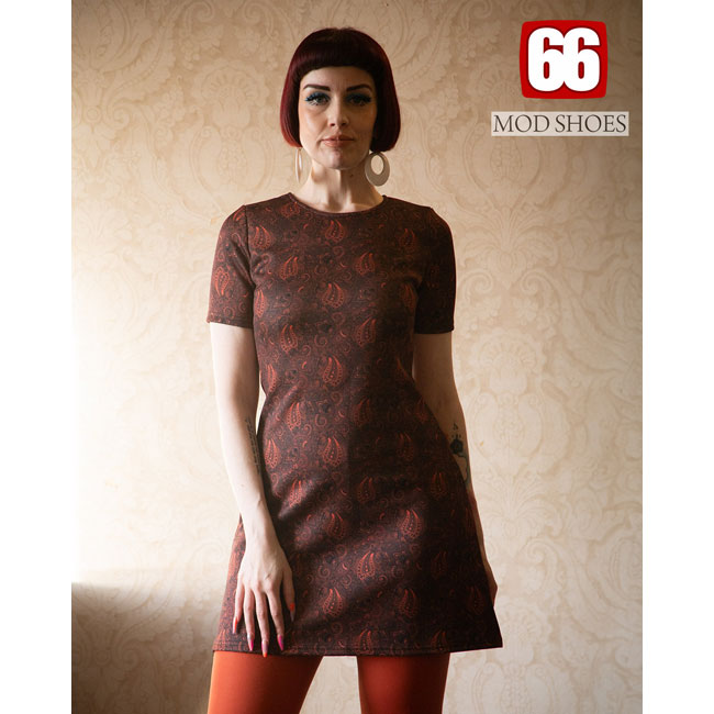 Carly 1960s-inspired paisley dress by 66 Clothing