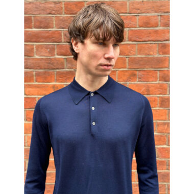 Adam Of London Merino wool long-sleeve polo shirts